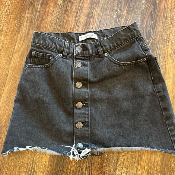 Pull&Bear Black Button-Front Denim Skirt size Small - Picture 3 of 6
